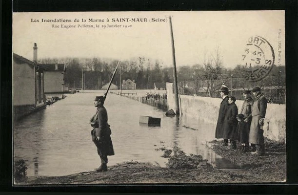 CPA Saint-Maur, Inondations 1910, Rue Eugène Pelletan 1911