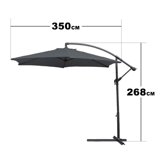 Sonnenschirm Ampelschirm Gartenschirm UV30+ Alu Kurbel Marktschirm mit LED Solar 3