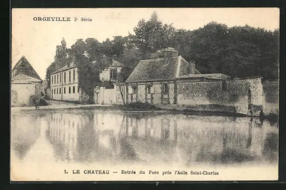 CPA Orgeville, le Chateau, Entrée du Parc prés l´Asile Saint-Charles 1953