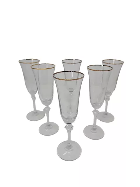 Oneida Crystal Chateau Wine Glasses Gold Rim Set Of 6 Retired