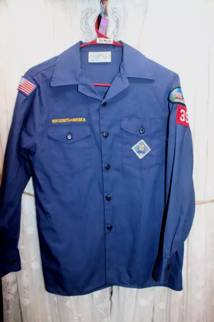Boy Cub Scouts of America Uniform Navy Blue Long Sleeve Large Youth Shirt