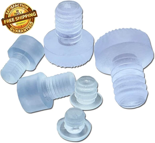 30 Pcs Glass Top Table Bumpers with Stem, Soft Clear Rubber Grippers 5 Different