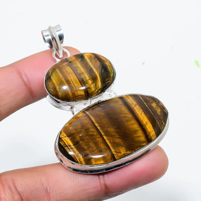 Tiger Eye Gemstone Handmade Gift Jewelry Pendant 2.36" o722