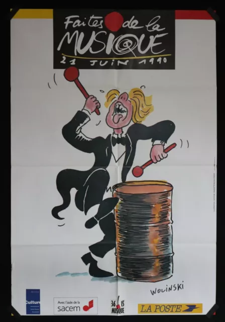 FETE - FAITES DE LA MUSIQUE 1990 - Affiche originale - Poster 116x78 - WOLINSKI