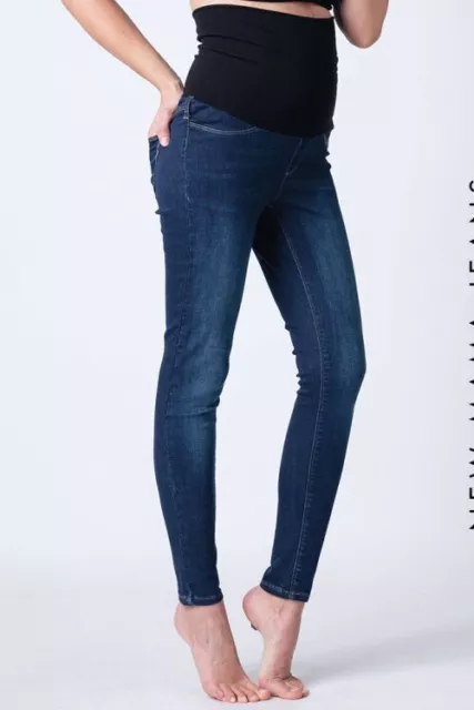 Seraphine Ladies Dark Blue Maternity Stretch Skinny Jeans Size Uk 14 New