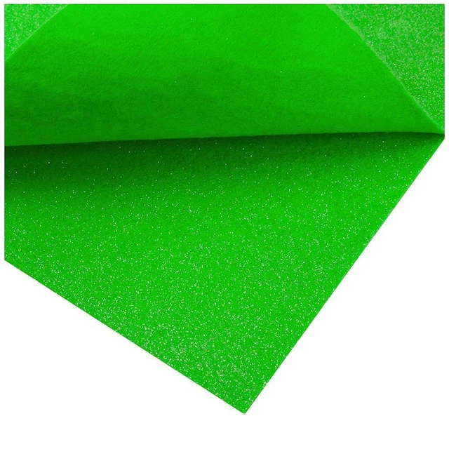 Bastelfilz mit Glitzer 30x40cm Dekofilz Filzplatten Filzstoff 1mm, grün