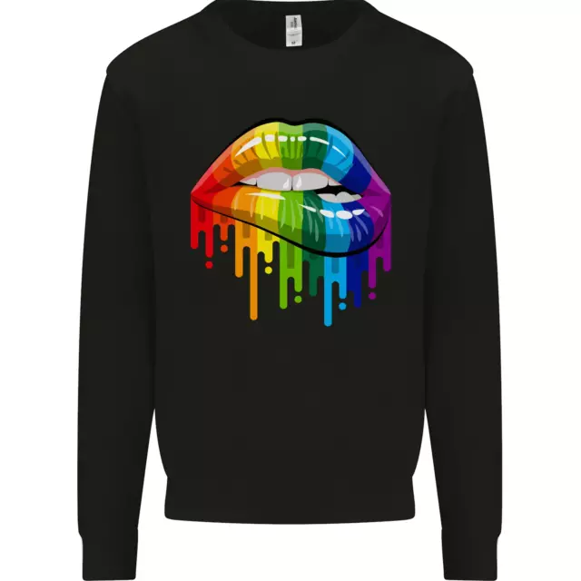 LGBT Bitten Rainbow Lip Gay Pride Day Mens Sweatshirt Jumper