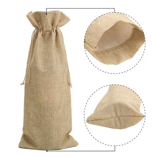 Linen Wine Bottle Bags With Drawstring Wine Bag Holder Wedding Party Decorati Sn