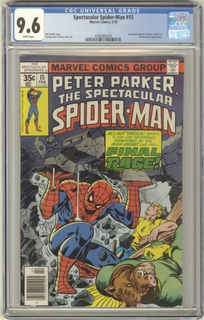 Spectacular Spider-Man #15 CGC 9.6 HIGH GRADE Marvel Comic Razorback Man-Beast