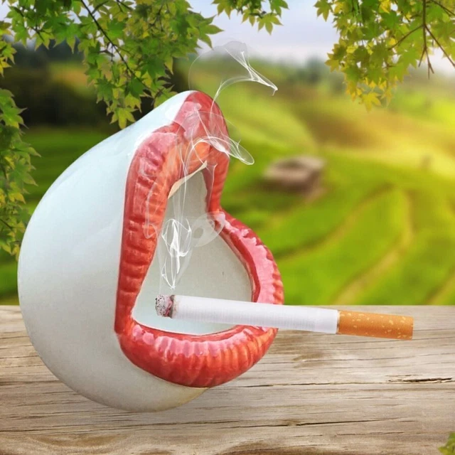 Ash Tray For Cigarettes & Cigar - Round Ceramic Tabletop Ashtray Indoor Outdoor
