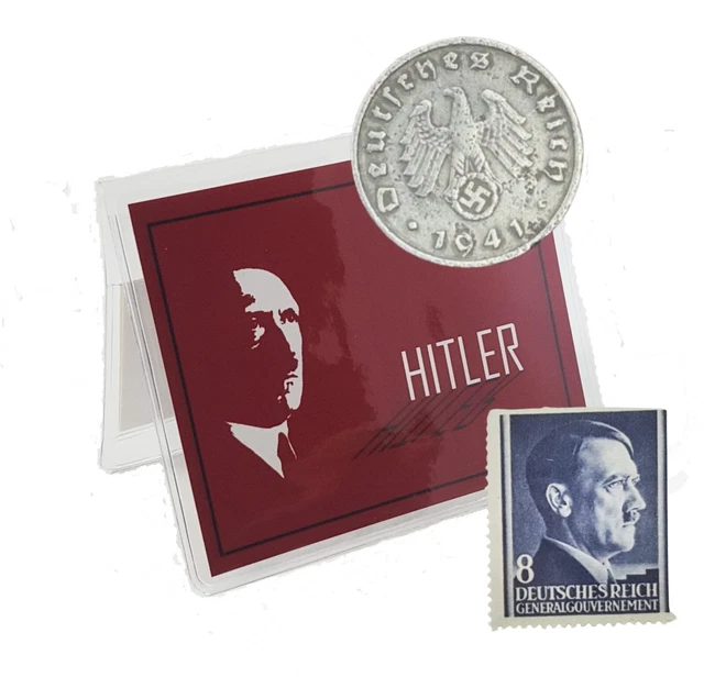 (10) Third Reich World War 2 Germany 1 Reichspfennig Coins & Adolf Stamps Albums