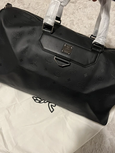 MCM Weekender Duffle Bag Black Embossed Bnwot
