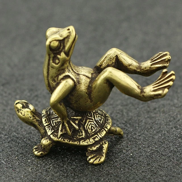 Statue Grenouille Décorative En Laiton Massif – Animal Décoratif – Vintage