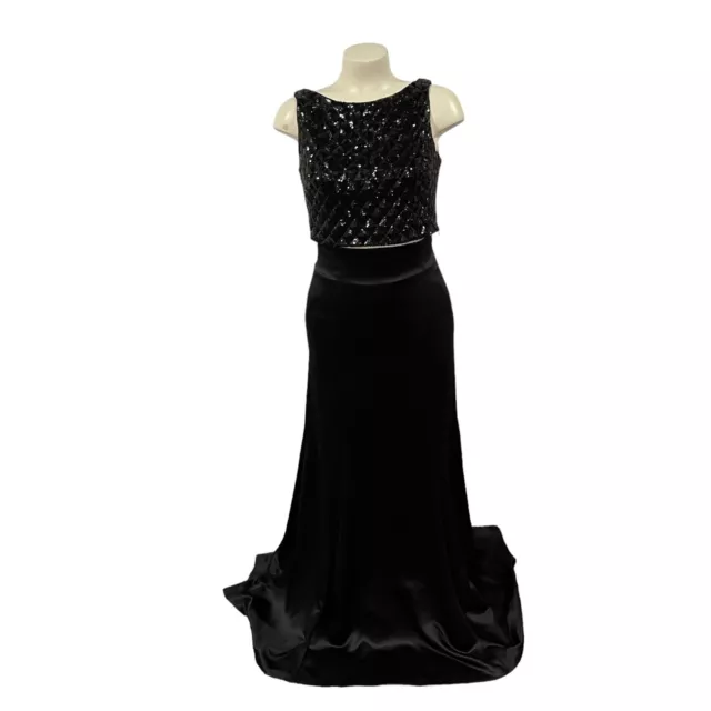 Lauren Ralph Lauren Elegant Two Piece Women's Dress Sz 2 Sequin Prom Dance Black