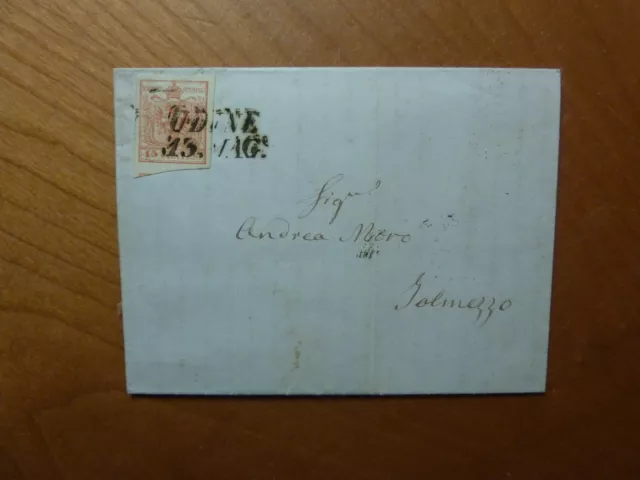 LOMBARDO VENETO lettera da Udine 1855 15 cent. a Tolmezzo , con  contenuto