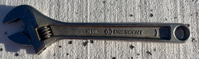 Vintage Crescent Tool Co. 10 Inch Crestoloy Adjustable Wrench Jamestown N.Y. USA