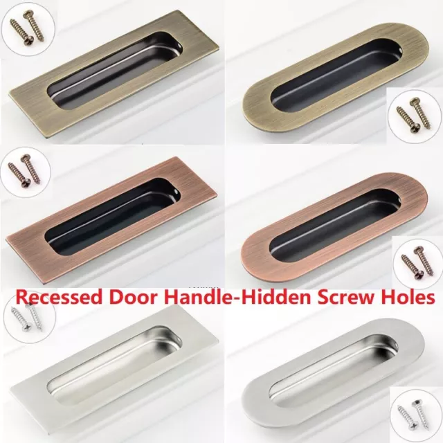 2/4 PCS Recessed Flush Pocket Door Cabinet Pull Inset Sliding Door Handle