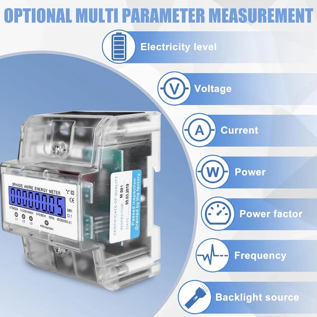 Contatore Elettrico Trifase Digitale - Misuratore Di Corrente 3 Fasi 5-100A Con LCD Per Quadri Elettrici - Foto 13
