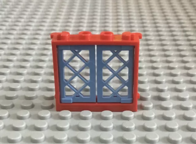 LEGO Red Window 1 x 4 x 3 with Light Blue Sash