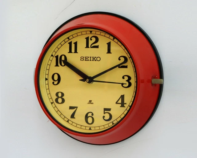 Vintage Original Red Slave Maritime Wall Clock Nautical Ship Seiko Quartz Japan