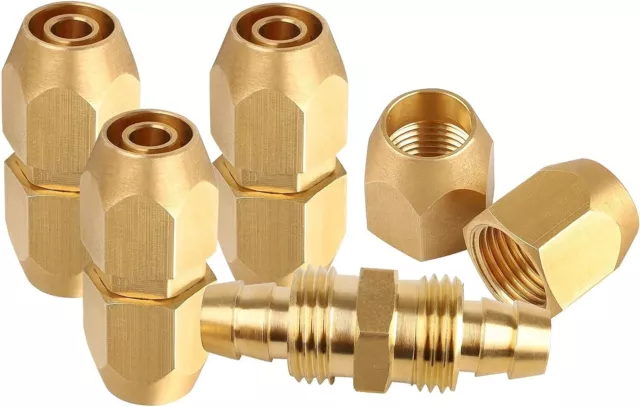 4 PCS Solid Brass Air Hose Repair Fitting for 1/4” ID PU Polyurethane Hose Air