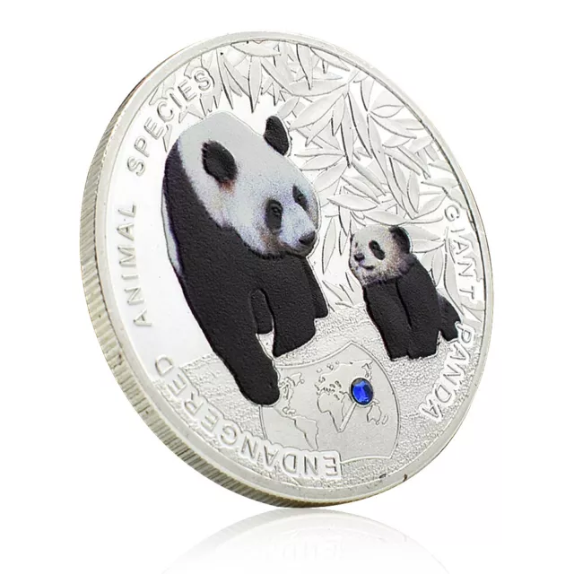 2014 Endangered Animal Species Zambia Giant Panda Silver Coin 1000 KWACHA Medal
