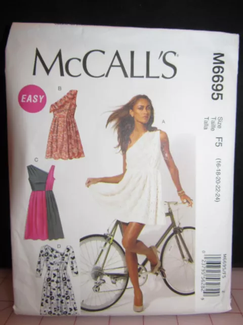 Pretty One Shoulder Dress Sewing Pattern Size 16-24 McCalls UncutFF  Color Block