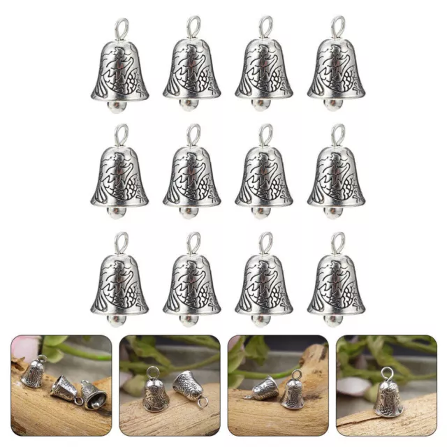 10Pcs Silvery Bell Pendant Alloy Alloy Tibetan Flying Dragon Pendant  DIY