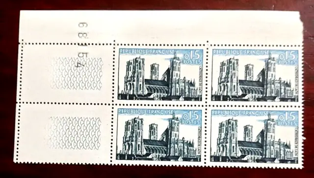 France 1960 bloc de 4 timbres N** YT N° 1235 cathédrale de Laon