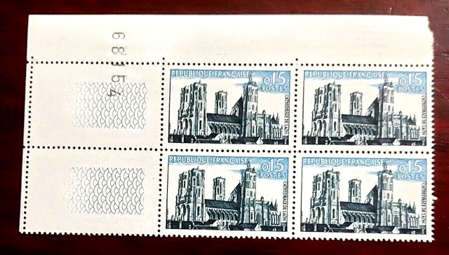 France 1960 bloc de 4 timbres N** YT N° 1235 cathédrale de Laon