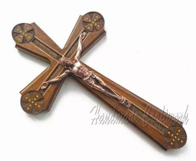 Exklusiv Autoren Handgemachtes Wandkreuz-Kruzifix aus Holz mit  JESUS CHRISTUS