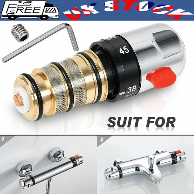 Thermostatic Shower Mixer Cartridge Replacement – Brass, 20-50°C Range With 38°C Safety Override, Push-Fit Design