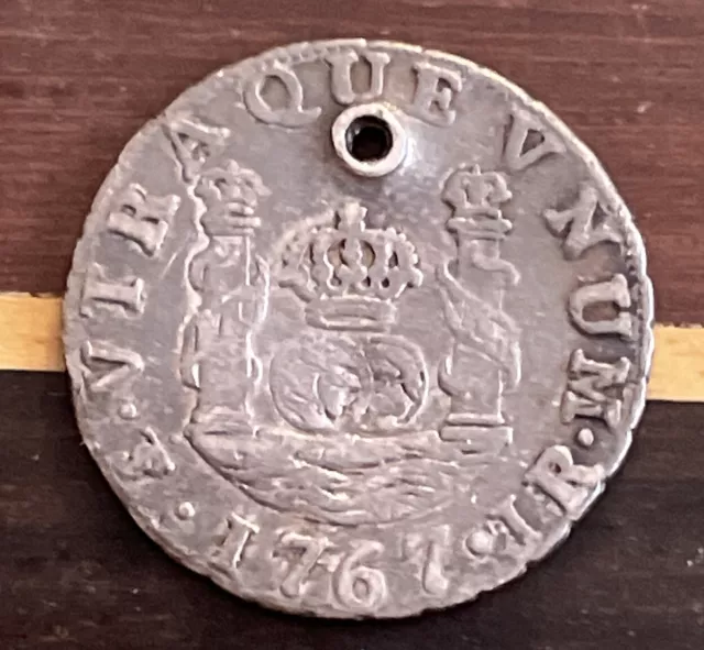 Bolivia Potosi 1767 Jr 1 Real Silver With Hole Very Nice Condition Lbp