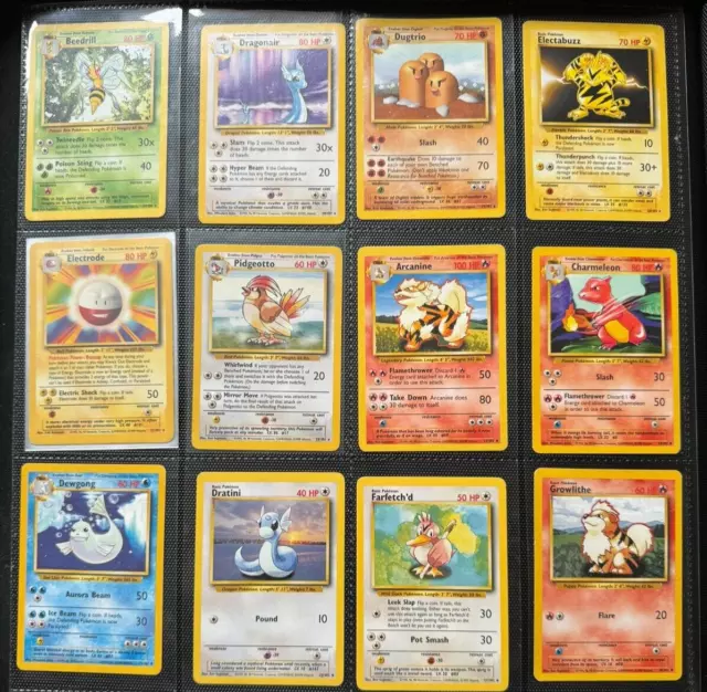 Complete Base Set Non Holo Pokemon Card Set 102 Common Uncommon Rare