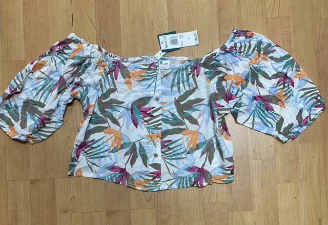 Roxy Pure Sugar Floral Design Button Front Junior Women’s XL Crop Top