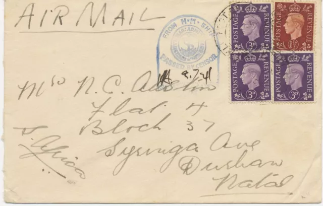 GB 1941 George VI 1½d+3d (3x) mixed postage on VF Fieldpost-/Airmail-/Shipmail