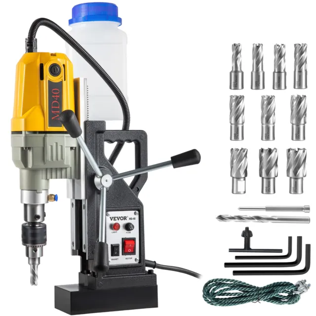 Mag Drill Press Electric Magnetic Drill 1100W 1.57" Max Diameter w/ 12 Bits