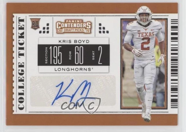 2019 Panini Contenders Draft Picks College Ticket Kris Boyd #246 Rookie Auto RC