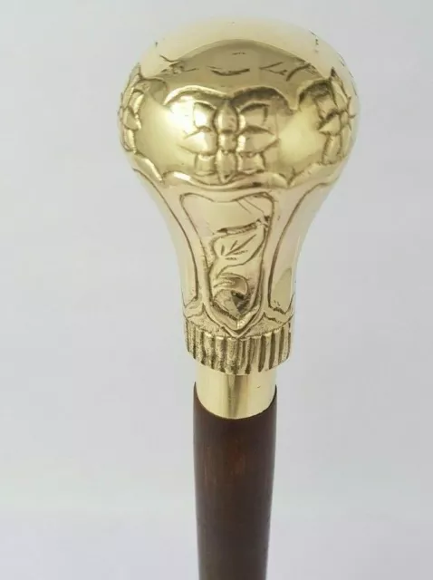 Solid Brass Designer Fashion Handle Skull Head Walking Cane Wooden Walking Stick