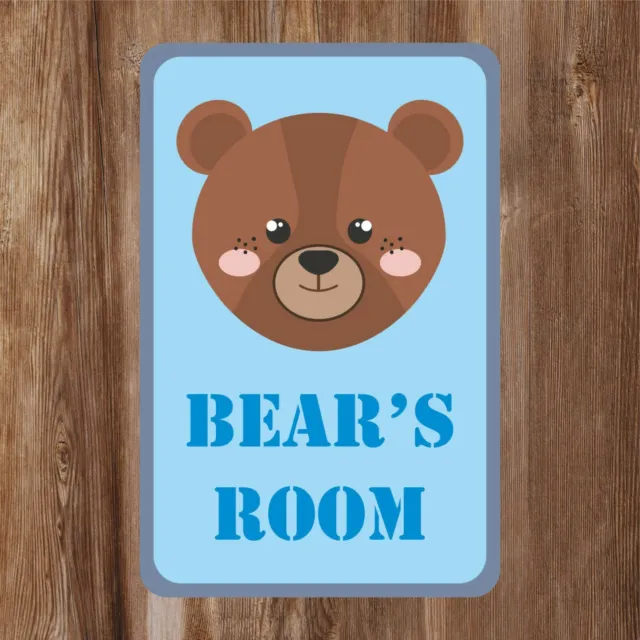 Cute Bear Kids Bedroom Door Sign Personalised With Any Name