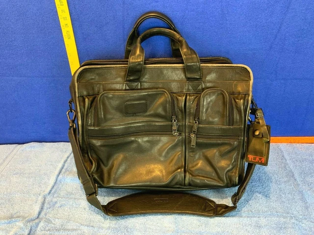 Tumi Alpha Black Leather Computer Laptop Bag Briefcase