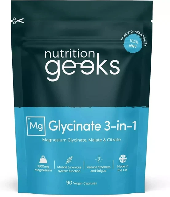 Complément Alimentaire Magnésium Glycinate 1000mg - 90 Gélules, Complexe 4 En 1