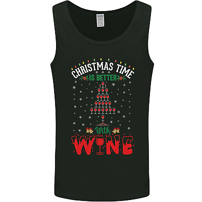 Christmas Better With Wine Funny Alcohol Mens Vest Tank Top