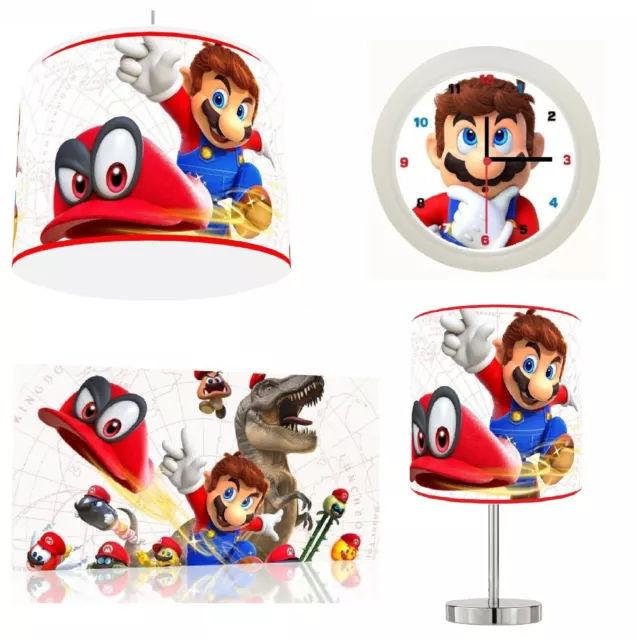 SUPER MARIO ODYSSEY choose Lampshade , Lamp ,  Wall Art ,Wall  Clock or Bundle