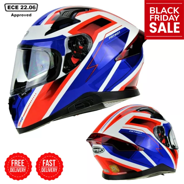 ViPER RS-V95 FULL FACE ACU GOLD DUAL VISOR MOTORCYCLE BIKE CRASH HELMET PATRIOT