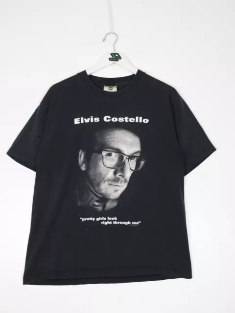 Vtg Elvis Costello T Shirt Men Large Black 1999 Lonely World Tour