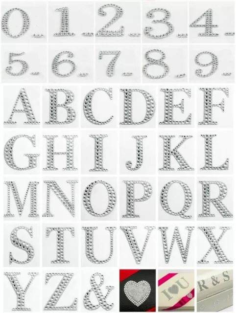 Letter & Number Stickers Large Diamante Glitter 5cm Self Adhesive Craft Alphabet