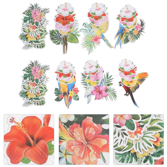 8pcs Luau décorations hawaïennes de perroquet feuille de fleur suspendue décorat
