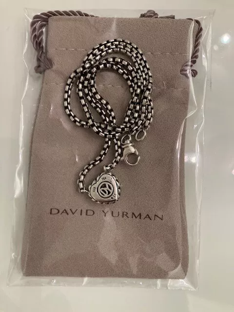 DAVID YURMAN PAVE Diamond 18k & Sterling Heart Pendant Necklace 16in ...