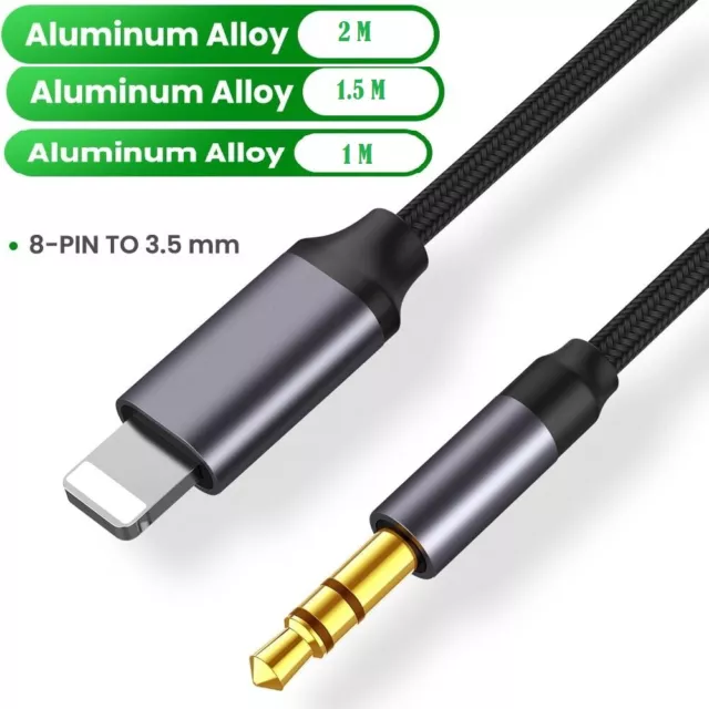 1m/2m Jack AUX Adapter Cable for iPhone to Car Audio For iPhone7 8 X 11 12 13 14